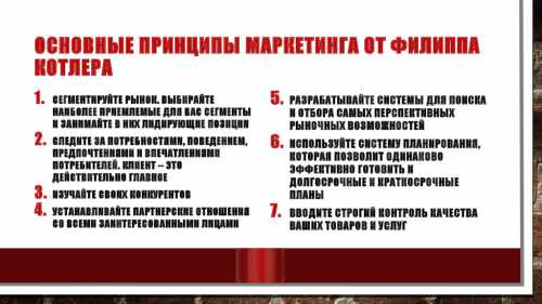 Основными принципами маркетинга в условиях